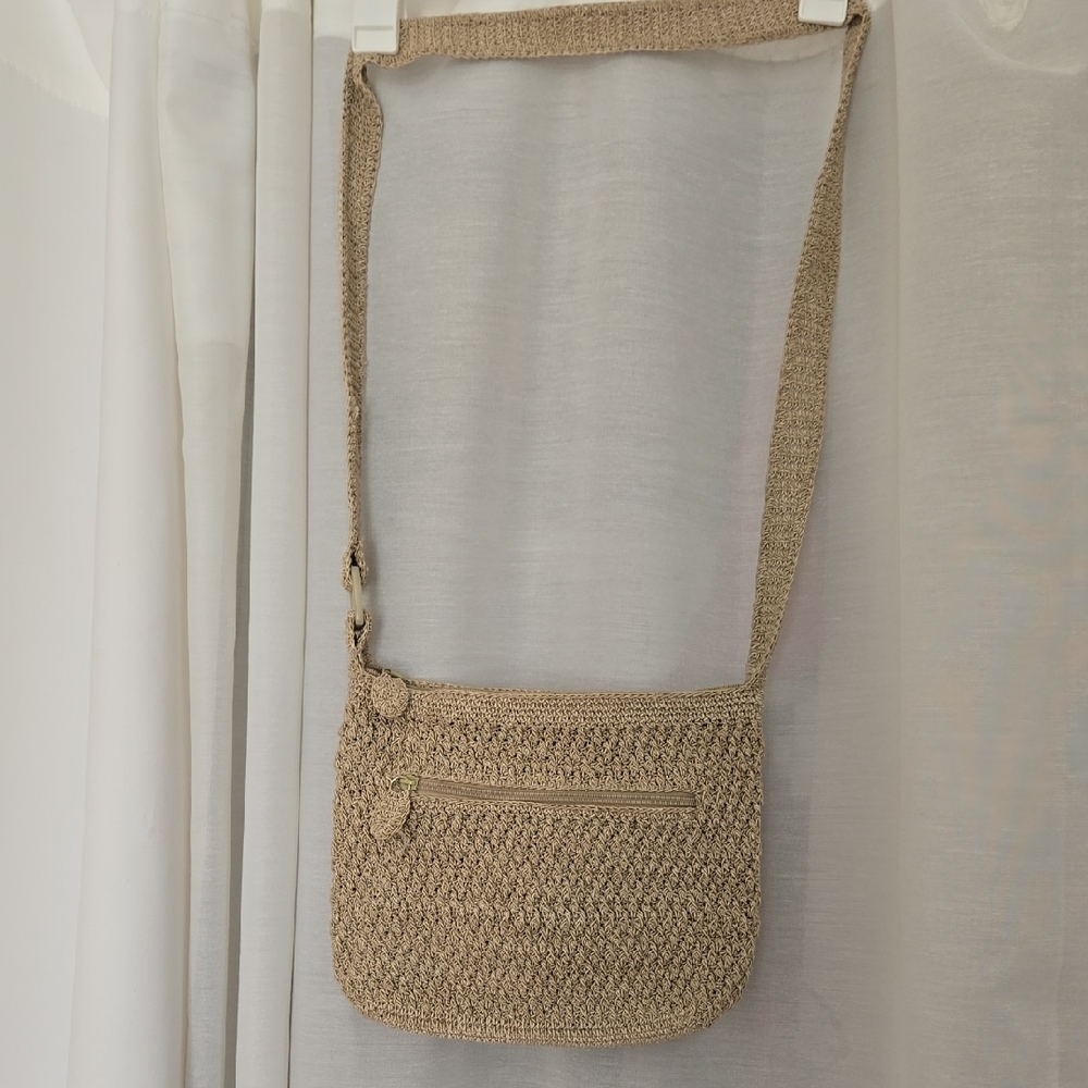 Elegant Tan Crochet Shoulder Bag